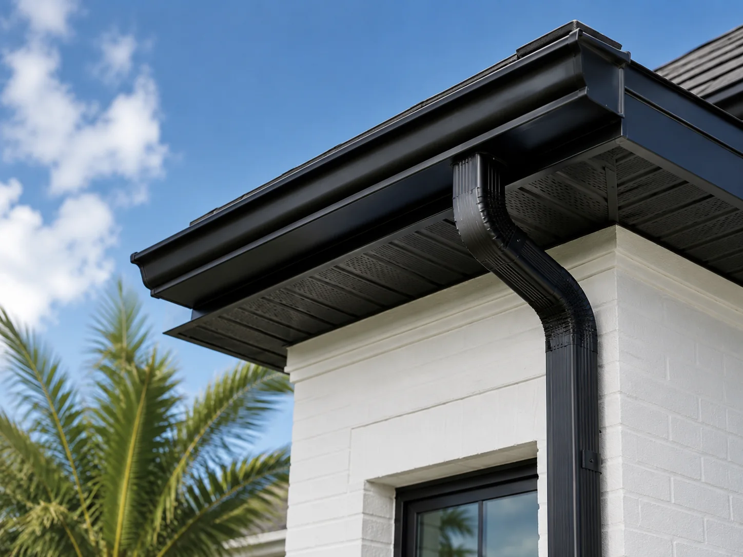Seamless gutter installation detail on a Cantonment, FL home